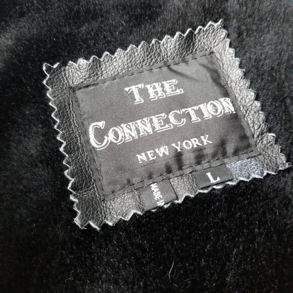 Black Saddle Leather MOTO Jacket  Coat Faux Fur Liner Removeable Size L - Picture 11 of 12